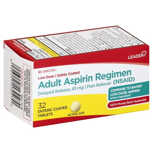 Image for Leader Aspirin Regimen, Adult, Enteric Coated Tablets,32ea from CAPITOL DRUGS - WEST HOLLYWOOD