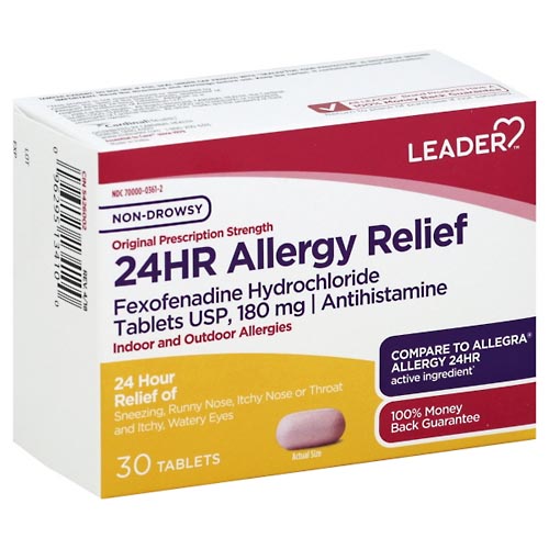 Image for Leader Allergy Relief, 24 Hr, Non-Drowsy, Original Prescription Strength, Tablets,30ea from CAPITOL DRUGS - WEST HOLLYWOOD
