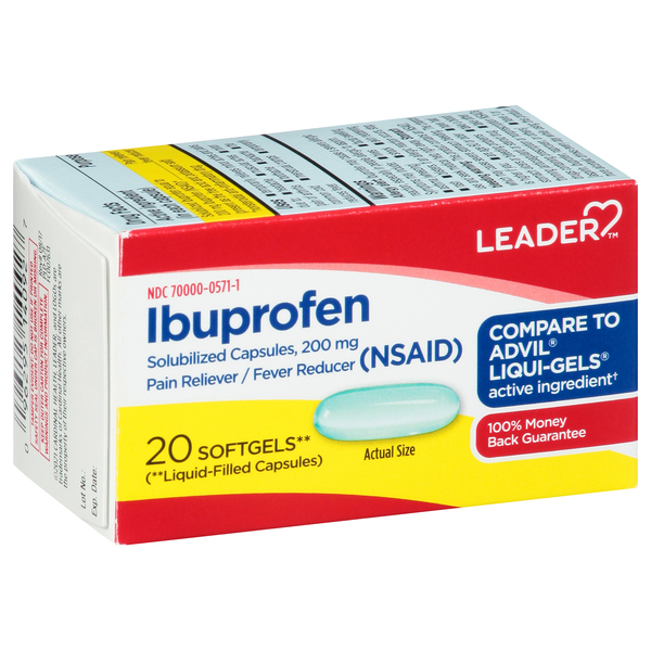 Image for Leader Ibuprofen, 200 mg, Softgels,20ea from CAPITOL DRUGS - WEST HOLLYWOOD